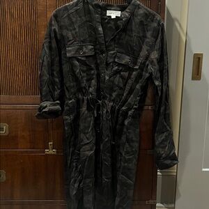 Cloth & Stone Camouflage Button-Up Dress